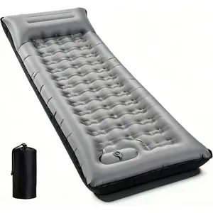 Ultralight Extra Thick 6 Inch Inflatable Camping Sleeping Pad with Built-in Pillow & Foot Pump, Portable Camping Mat for Backpacking Hiking Travel Tent (Gray)