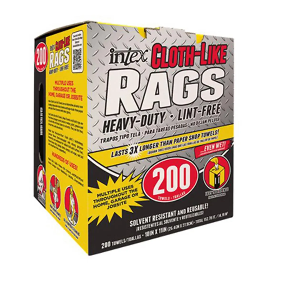 Intex Supply 256188 10 x 11 in. Cloth-Like Rags, 200 Count