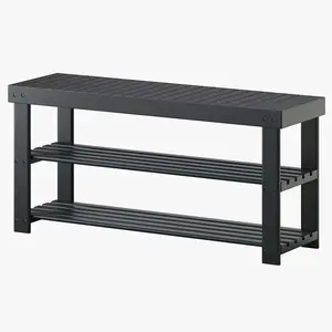 Shoe Rack Bench with Storage, 3-Tier Bamboo Entryway Benches, 35.43" Length Wooden Shoe Rack Holds Up to 286 lb, Storage Organizer for Bedroom Living Room Balcony