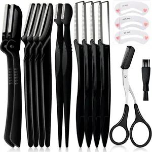 Christmas Gift Eyebrow Razor Pack, Multipurpose Dermaplaning Face Razors for Women Facial Hair Removal/Exfoliating/Eyebrow Face Shavers/Peachfuzz, Bulk Straight Eyebrow Trimmers for Women