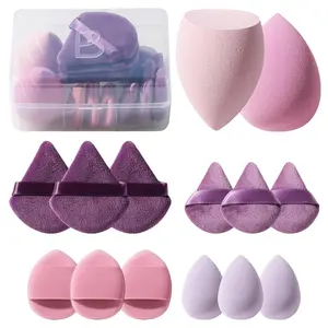 14PCS Makeup Sponge Set with Triangle Puffs and Mini Blenders for Liquid Cream and Powder Application with Travel Case