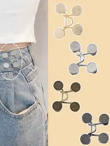 Adjustable Denim Waist Cincher Set, Elegant Metal Button Pins for Women's Pants, Durable Waist Adjuster, No Sewing Required, Ladies' Waist Accessories