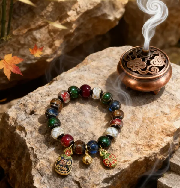 Temple Sacred Incense Ash Beaded Bracelet, Chinese Feng Shui Faith Wear Jewelry, Daoist Bless 5 Elements Bracelet for DIY Beading & Jewelry Making