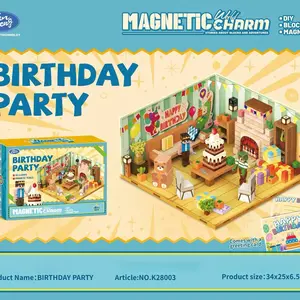 Magnetic Building Blocks Minecraft Birthday Party Decorations, Puzzle Toy Model Game, Magnetic Assembly Boy Toys, Children Construction Scene