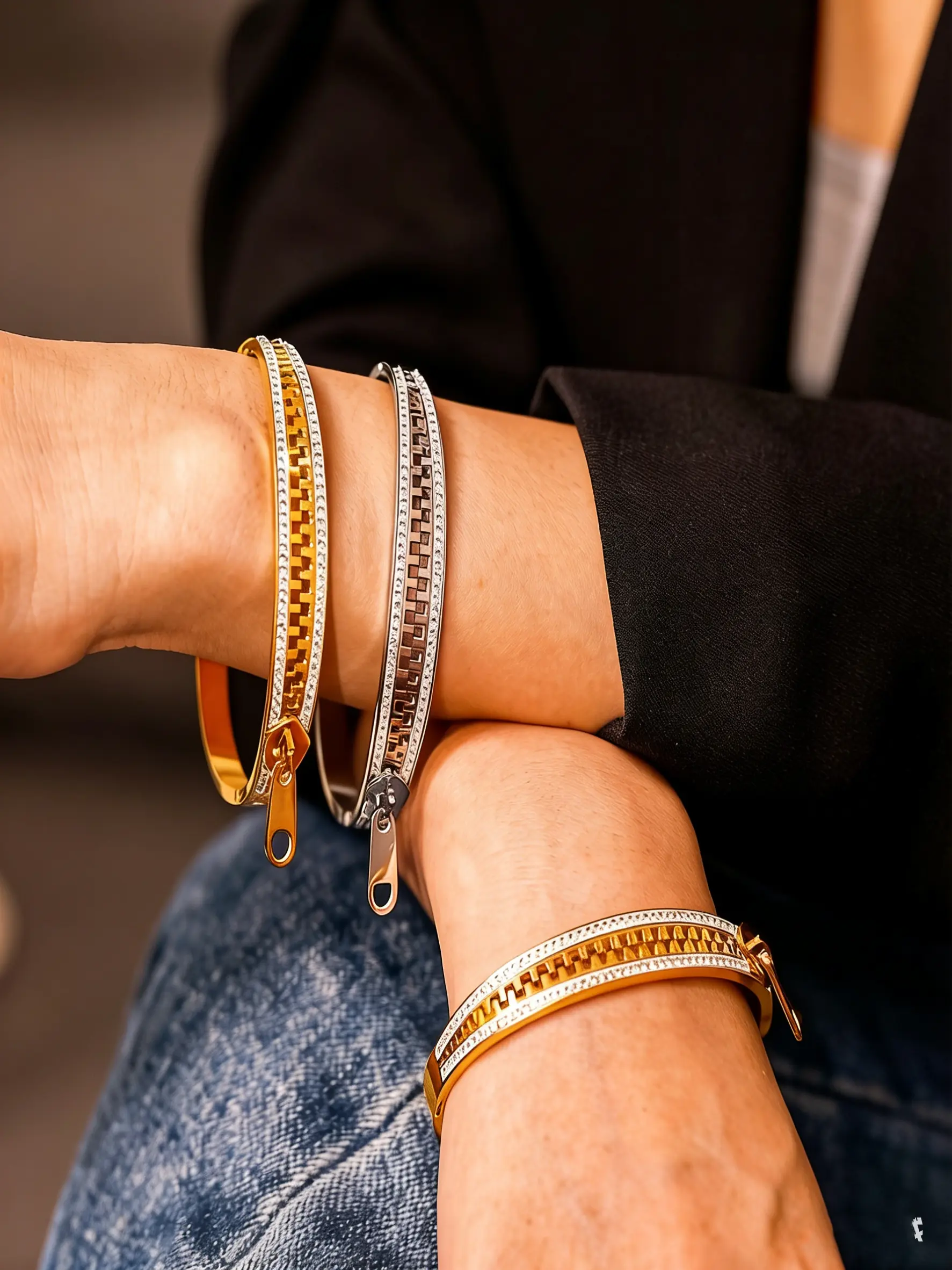 1pc Stainless Steel Bracelet For Women, Simple Zipper Design, Wide Fashion Jewelry Gift, Unique Women'S Accessories, Elegant Wedding Party Jewelry For Women And Men