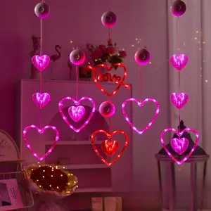 Love Heart Decorative Curtain Lamp - LED Heart-shaped Valentine's Day Proposal Decoration Atmosphere Lamp