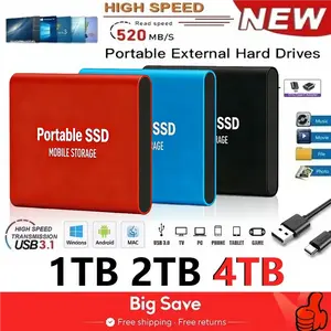 memory card Genuine Portable SSD 1TB High Speed External Hard Drive 2TB/4TB USB 3.2 Hard Disk 16TB Mass Solid State Drive for Laptop/PC/MAC