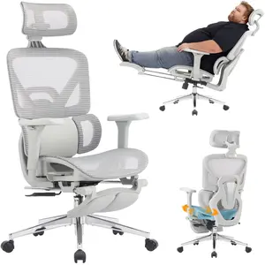 MOJAY Ergonomic Mesh Office and Gaming Chair with Footrest, High Back Home Office Desk Chair, Comfortable 3D Lumbar Support, 90-135° Tilt and Lock, Adjustable Seat Depth, 4D Armrest and 3D Headrest