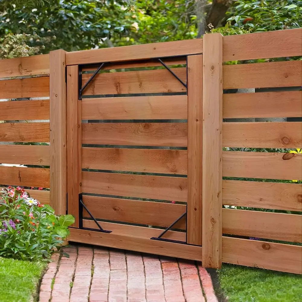 Adjustable Fence Gate Hardware Kit - Heavy Duty Anti-Sag System with Brackets/Screws, Cable Adjuster, Rust-Resistant, Easy Installation, Universal Fit for 2x4 Lumber, Sponge Cushion Hinge for DIY Enthusiasts, Wooden Gates