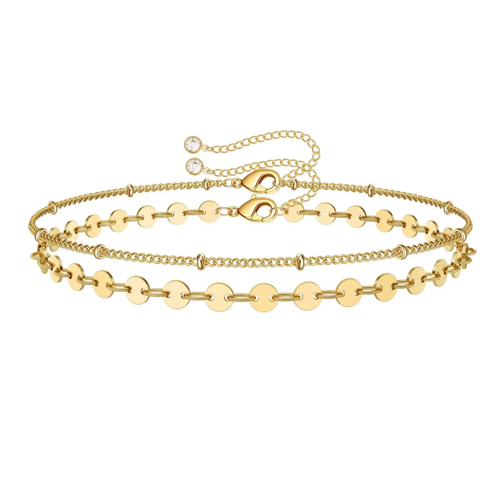 Dainty Gold Bracelets for Women, 14K Gold Plated Adjustable Layered Beads Bracelet Cute Evil Eye Oval Chain Pearl Bar Turtle Gold bracelet womens gifts engagement rings