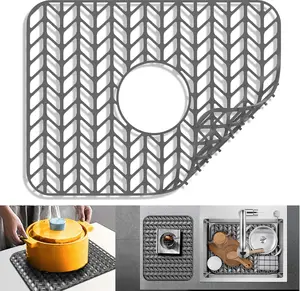 Sink Protectors for Kitchen Sink ，Silicone Sink mat (16.2"x 12.5"Gray)