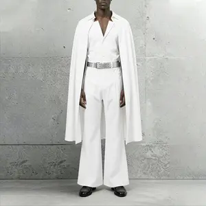 INCERUN Men's All-Season 70s Retro Style Cape Suit, 3-Piece Set with Vest & Flared Trousers, for Runway, Stage Performance, Gala, Red Carpet Tuxedo