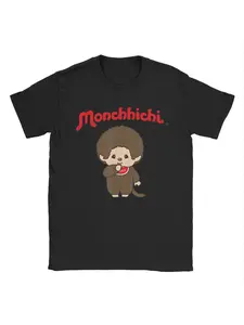 Novelty Monchichi Stance thumbs up furry little guy T-shirt men round neck cotton T-shirt short sleeved T-shirt summer clothing
