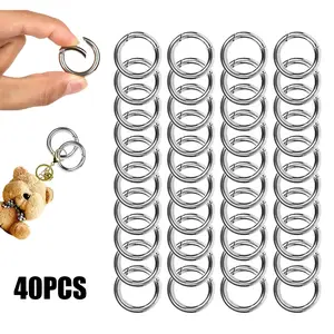 40Pcs/Set Spring O Rings Round Carabiner Snap Clip,28MM Zinc Alloy Spring Round Keychain,Spring O Ring for Key Chains,Bag,Purse,Handbag,Halloween Christmas Party Gifts,Hand Tools Kits