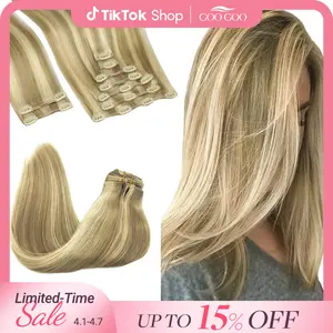 GOO GOO Hair Extensions Clip in Hair Extensions Real Human Hair Natural Straight Remy Hair Clip ins for Women