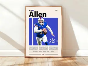 [Sale Off To 40%] [UNFRAMED] Josh Allen Buffalo Bills Poster, Football Sports Bedroom Wall Art