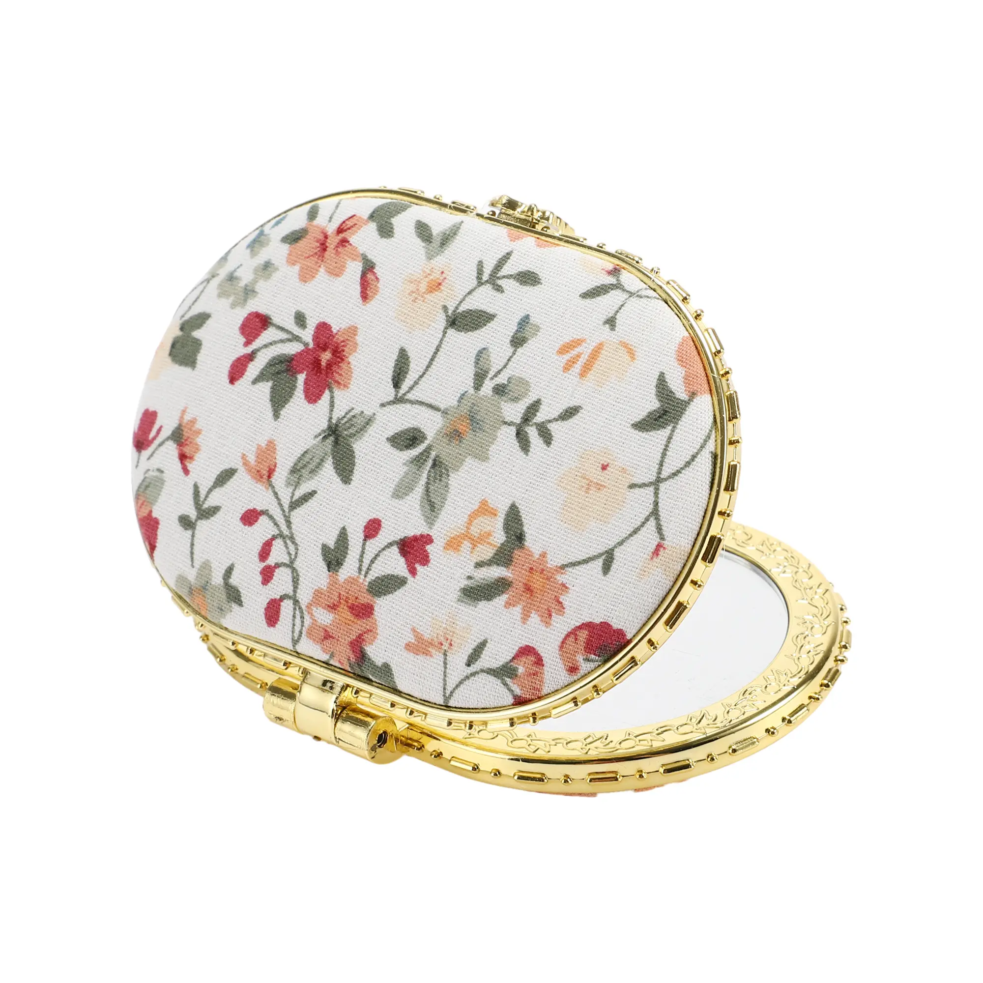 CHEIBEAR Compact Mirror for Purses, Flower Pocket Mirror, Oval Mini Mirror, Floral Small Mirror for Purse, Vintage Folding Mirror Compact Travel Portable Pocket Mirror for Women