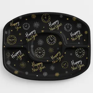 New Year's Eve Black & Gold Sectional Serving Platter