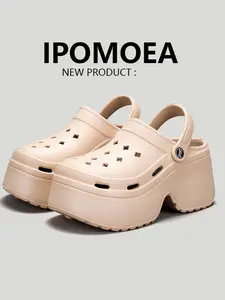 Summer New Fashion Casual Hole Shoes, Indoor Home Anti-Slip Wear-Resistant Slip-On Pure Color Simple Comfortable Hole Shoes