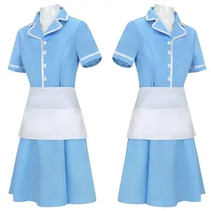 Broadway musical waitress Waitress blue waiter dress cosplay set stage performance costume all over Taiwan blue dress