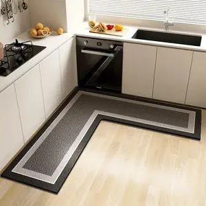 L-shaped Kitchen Floor Mat, 1 Count Non-slip Kitchen Rug, Rectangle Home Decor Floor Mat, Decorative Carpet for Home Kitchen Living Room Bedroom
