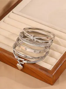 5-piece elegant and luxurious 304 stainless steel bracelet set, a high-quality and fashionable bracelet suitable for both women and men, suitable for daily wear and parties, and an ideal gift for Christmas