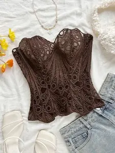 LYNX European Style Lace Double Layered Herringbone Court Corset Strapless Shapewear