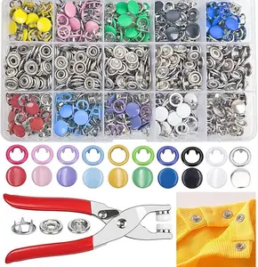 Pack of 800 Metal Snaps Buttons with Fastener Pliers Press Tool Kit Perfect for DIY Crafts Clothes Hats and Sewing, Snap Button Fasteners Kit for Clothing Sewing (9.5mm)