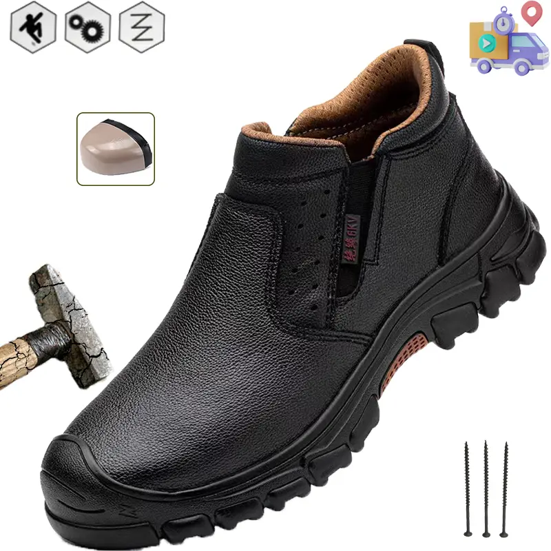 Anti-slip Work Boots Indestructible Safety Shoes Men Steel Toe Shoes Puncture-Proof Sneakers Male Footwear Shoes Water resistant Anti shock Protective Boots Construction Work Shoes