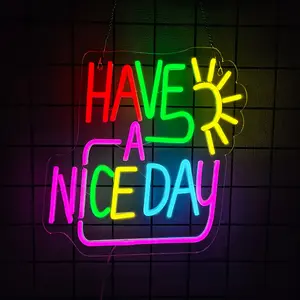 Have A Nice Day Neon Sign for Wall Colorful Letter  Neon Lights Signs  Words Light Up Signs for Bedroom Living Room School Office Dorm Party Decor Kids Gifts