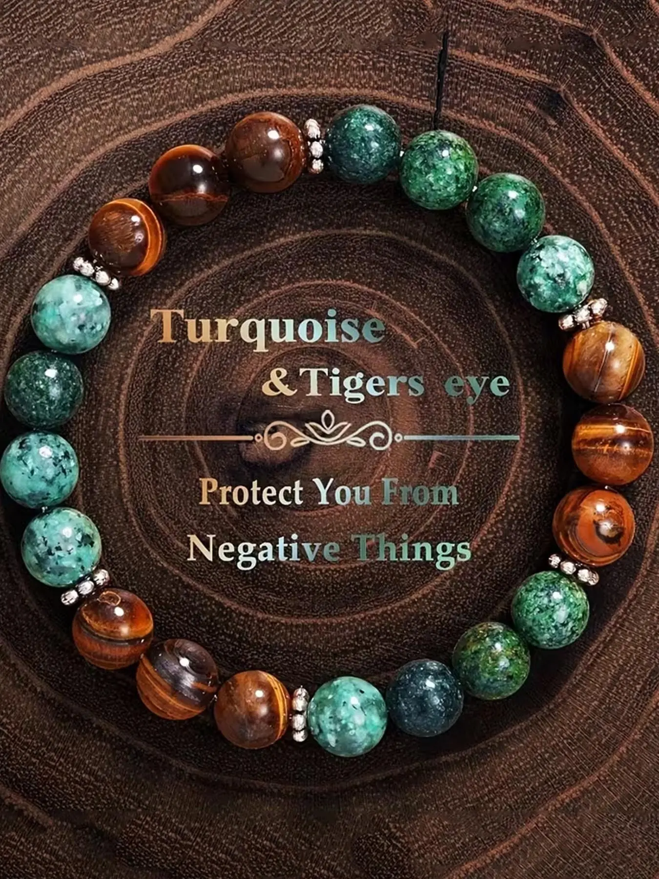 1pc Fashion Natural Turquoise Beaded Bracelet, High Quality Bracelet, Crystal Bead Bangle, Unisex Jewelry, Unisex Design, Protects Against Negative Energy, Suitable as Jewelry Accessories or Gifts for Classmates, Family, and Friends, Bead Bracelets