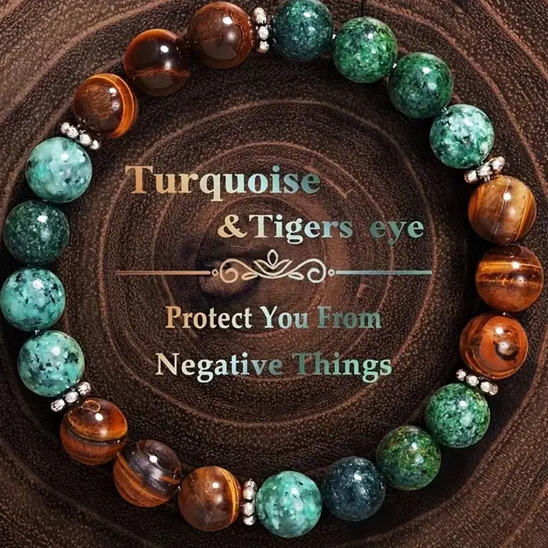 1pc Fashion Natural Turquoise Beaded Bracelet, High Quality Bracelet, Crystal Bead Bangle, Unisex Jewelry, Unisex Design, Protects Against Negative Energy, Suitable as Jewelry Accessories or Gifts for Classmates, Family, and Friends, Bead Bracelets
