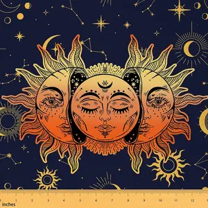 Sun Moon Fabric by The Yard,2 Yard,Boho Exotic Waterproof Fabric,Bohemian Galaxy Upholstery Fabric,Astrology Space Cosmic Celestial Upholstery Fabric