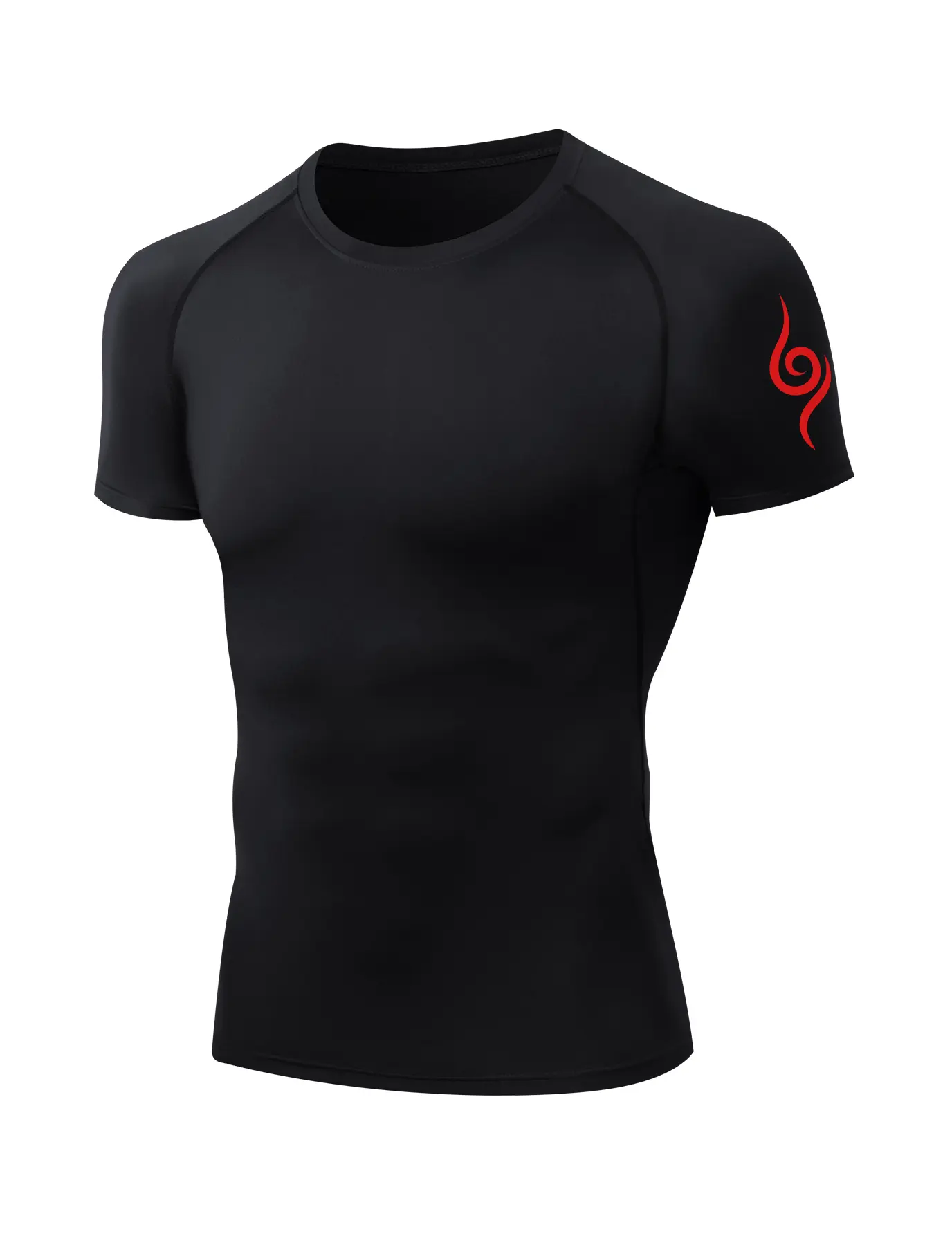 Men's Short Sleeve Tight-Fitting T-Shirt with Arm Pattern Print, Summer Quick-Dry Stretch Athletic Tee Fitness Top Sporty Silhouette for Running & Workout Quick Drying Top Sports Top Fitness Shirts Fitness Clothes Tops