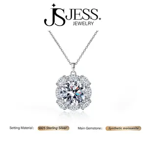 【#531】10ct Round Brilliant Cut Real Synthetic Moissanite Pendant Necklace S925 Sterling Silver Jewelry