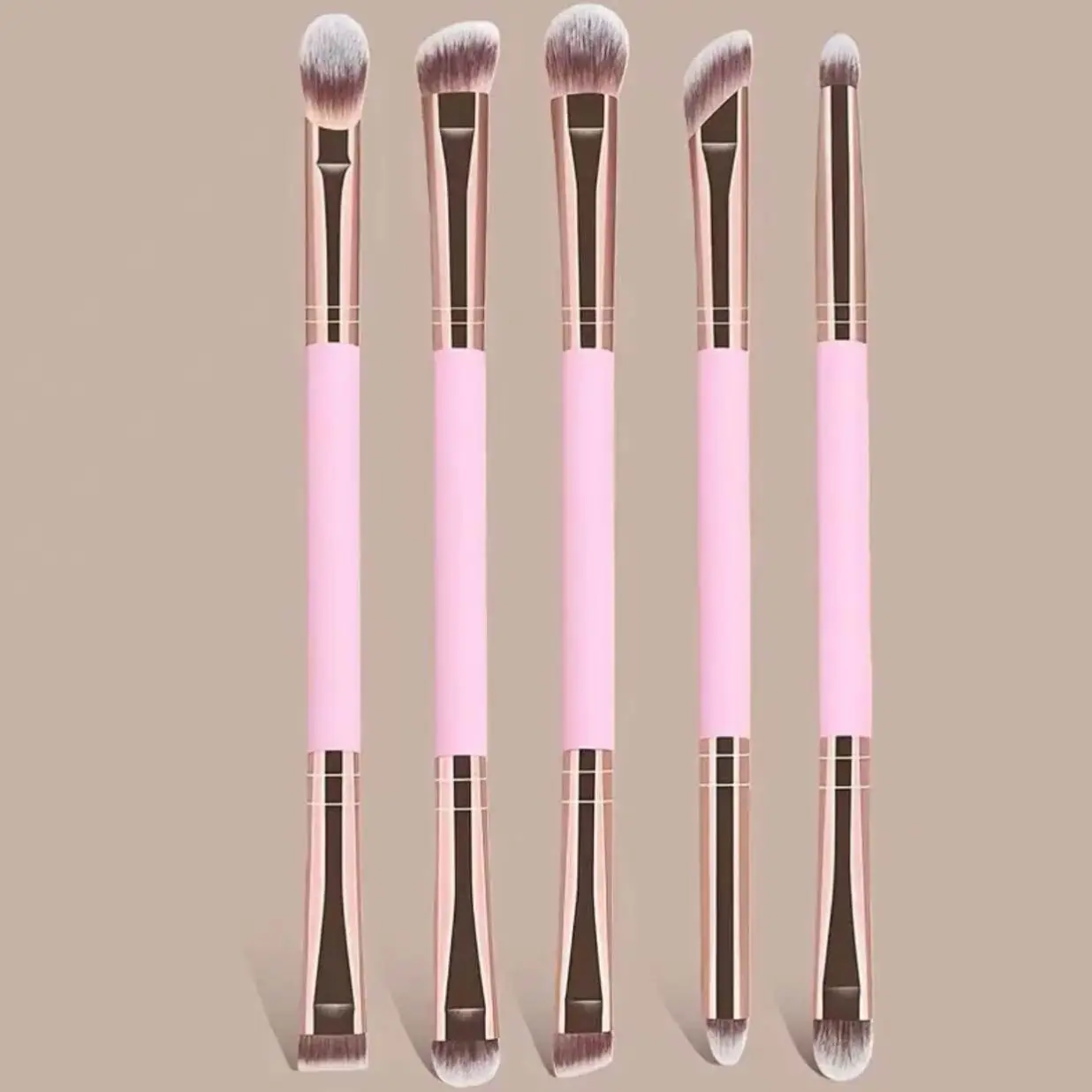 5-Piece Dual-Ended Makeup Brush Set, Cosmetic Brushes, Eyeshadow Brush, Concealer Brush, Brow Brush, Makeup Blending Brush, Essential Beauty Tools, Eye Makeup Brushes