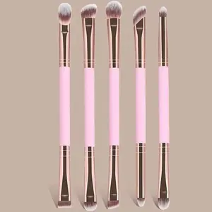 5-Piece Dual-Ended Makeup Brush Set, Eyeshadow Brush, Concealer Brush, Brow Brush, Makeup Blending Brush, Essential Beauty Tools