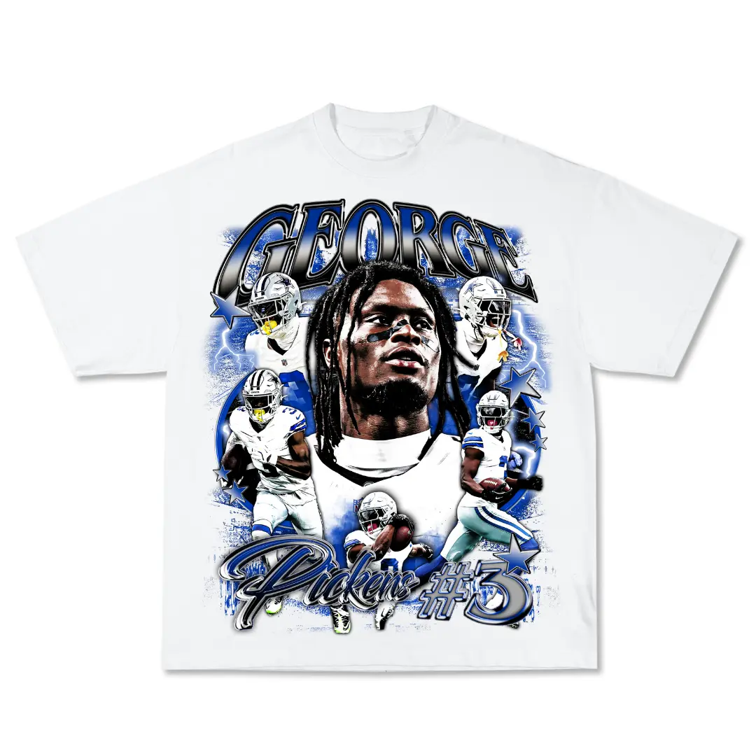 George Pickens Graphic Tee, Y2K Rap Streetwear T-Shirt, Unisex Crew Neck, Vintage Hip-Hop Graphic, Sports Style, Casual Cotton Fit