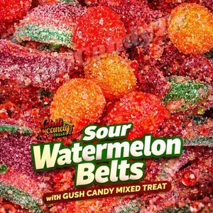 Sour Watermelon Belts & Gush Candy Mixed Snack Pack Treat Sweet