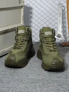 Men's Fashion Comfortable Motorcycle Boots, PU Upper Material, PVC Sole, Plain Pattern, All Seasons, Less Than Ankle Height