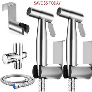 Handheld Toilet Bidet Sprayer for -Adjustable Water Pressure Control with Bidet Hose for Feminine Wash, Fits US Standard 7/8" Toilet， Brushed Nickel Faucet Cloth Diaper for  o bidet spra stainless yer kit bidet sprayer kit modern baby toilet-adjustable