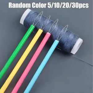 5/10/20/30Pcs Colorful Plastic Thimble Set, DIY Sewing Accessories, Easy Threader Tool, Bead Needle Helper, Elderly Friendly, Random Colors, Gift Ideas