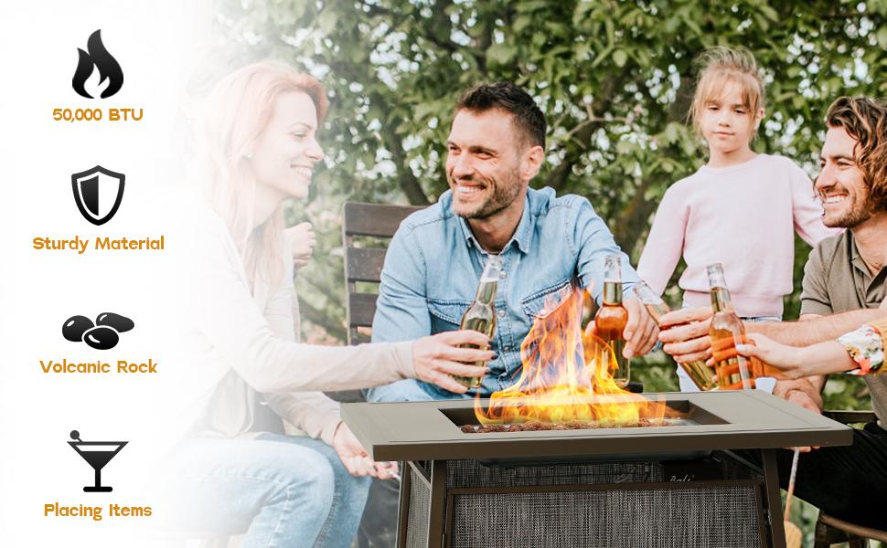 BALI OUTDOORS 28-Inch Square Propane Gas Fire Pit Table – 50,000 BTU with Lid & Lava Rocks for Patio, Backyard, and Deck TikTokShopBlackFriday