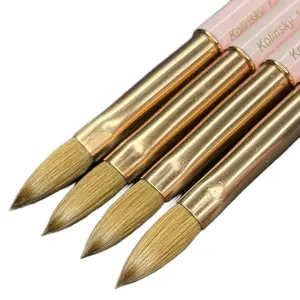 Acrylic Nail Brush Size 14, 100% Real Kolinsky Nail Brush for Acrylic Powder Application, Handmade Women Manicure Nail Extension Tool for Professional DIY Home Salon and Beginner