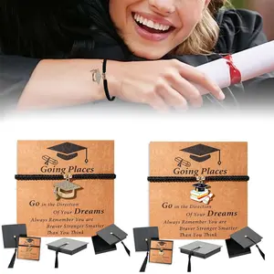 Graduation Gift Bracelet Memorial Graduation Cap With Rhinstone Compass Graduation Wrist Adjustable for School College