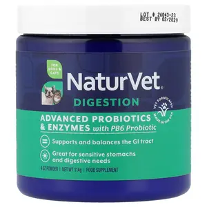 NaturVet Advanced Probiotics & Enzymes with PB6 Probiotic, For Dogs & Cats, 4 oz (114 g)