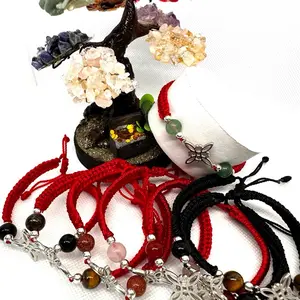 Amuleto Nudo de Bruja Pulsera con Cuarzos-Handmade Bracelet with Quartz.