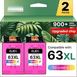 63XL Color Ink Cartridges Replacement for  Ink 63 XL for  63XL Color Ink  for Offic 3830 Envy 4520 4512 Offic 4650 5255 Deskjet 1112 Printer (2 Tri-Color)