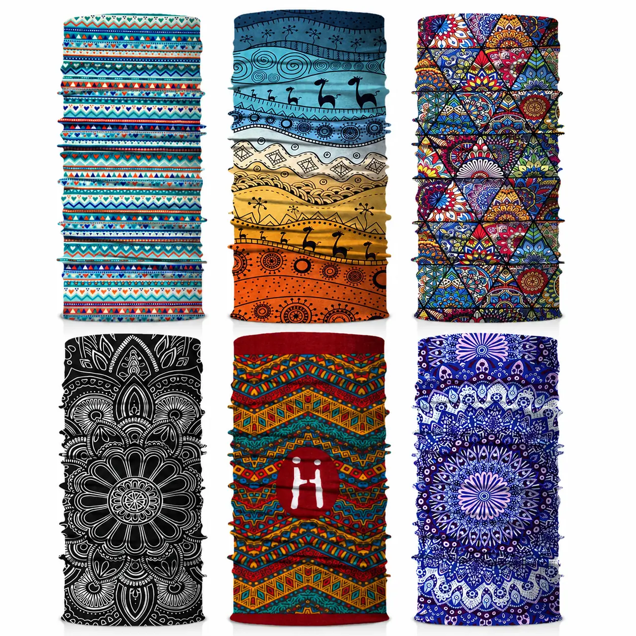 Cotton Fabric Neck Gaiter Face Cover - All Seasons Cooling Bandana Cut Graphic Print Quick Dry Scarf, Versatile Head Wrap Balaclava Headband for Men Women, Unisex Fit