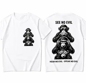 MEN'S GRAPHIC TSHIRT SEE NO EVIL HEAR NO EVIL SPEAK NO EVIL COTTON CASUAL TEE